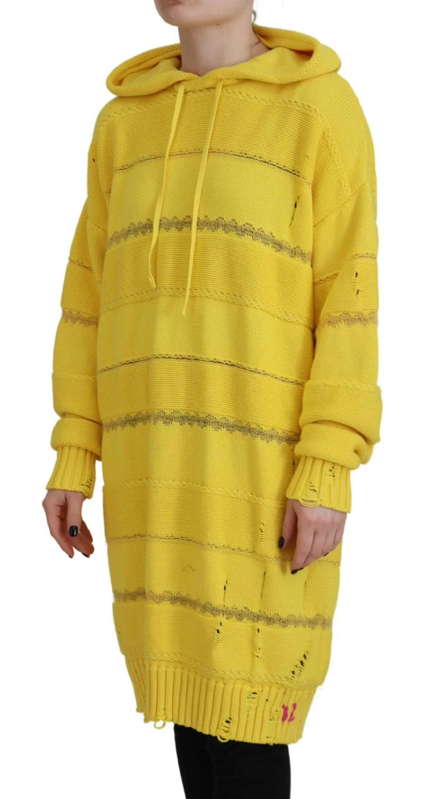 Dsquared² Cotton Knitted Hooded Pullover Women's Sweater (Pre-Owned)