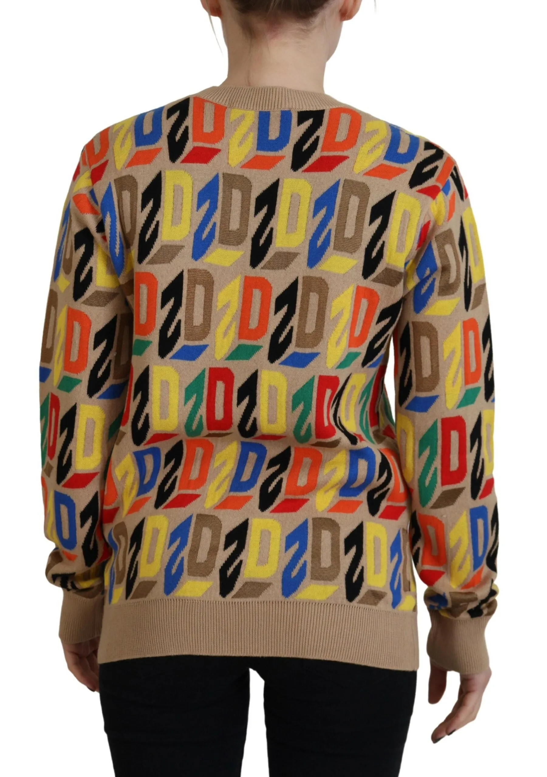 Dsquared² Cotton Long Sleeve Crew Neck Printed Women's Sweater (Pre-Owned)