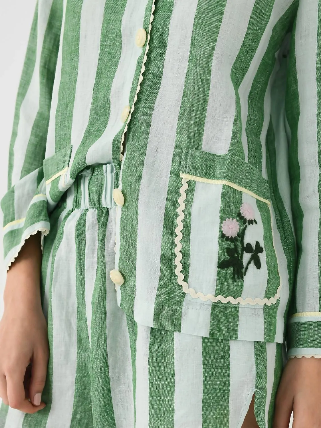 Dylan Shirt Jacket In Aloe Stripe