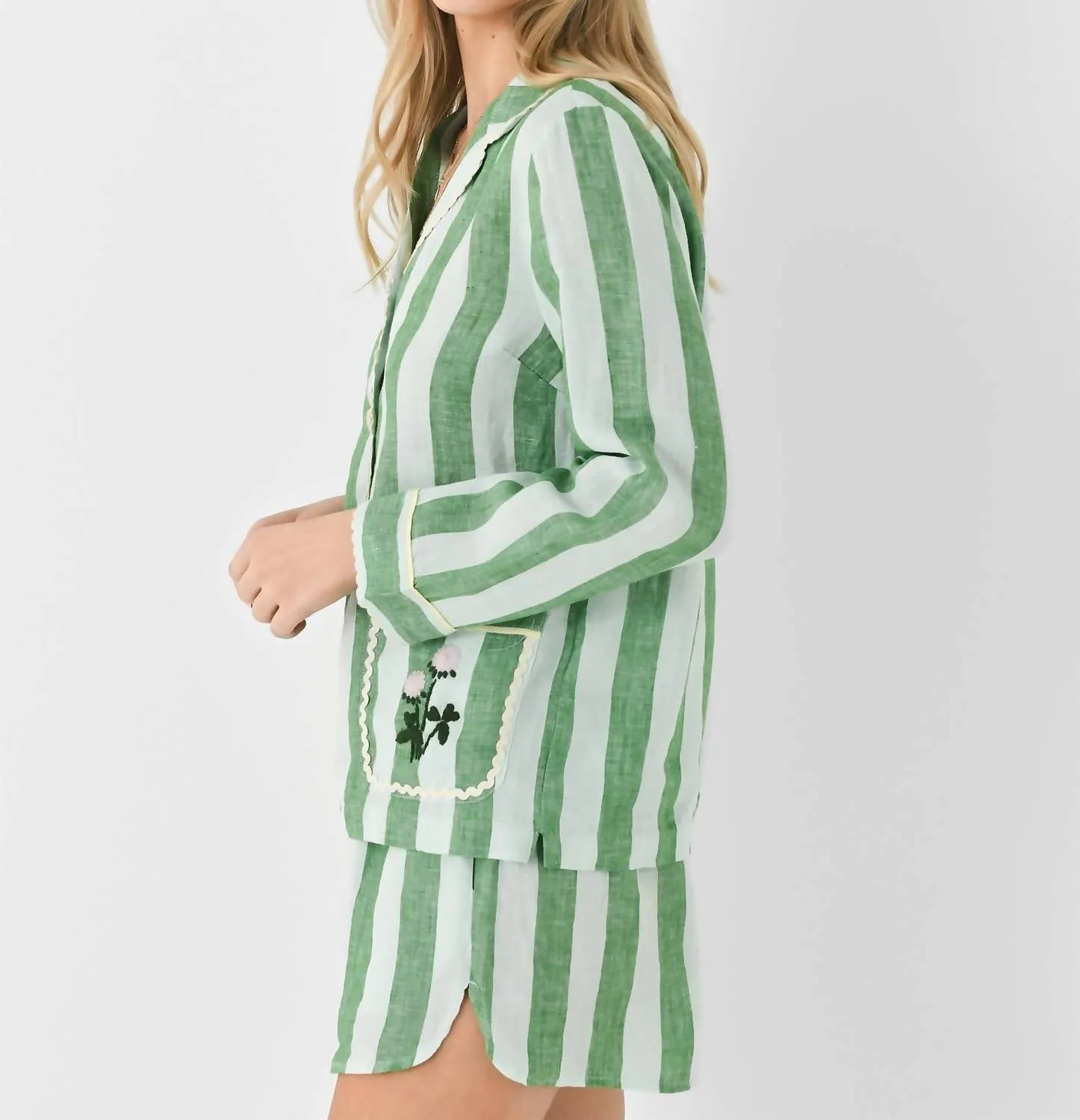 Dylan Shirt Jacket In Aloe Stripe