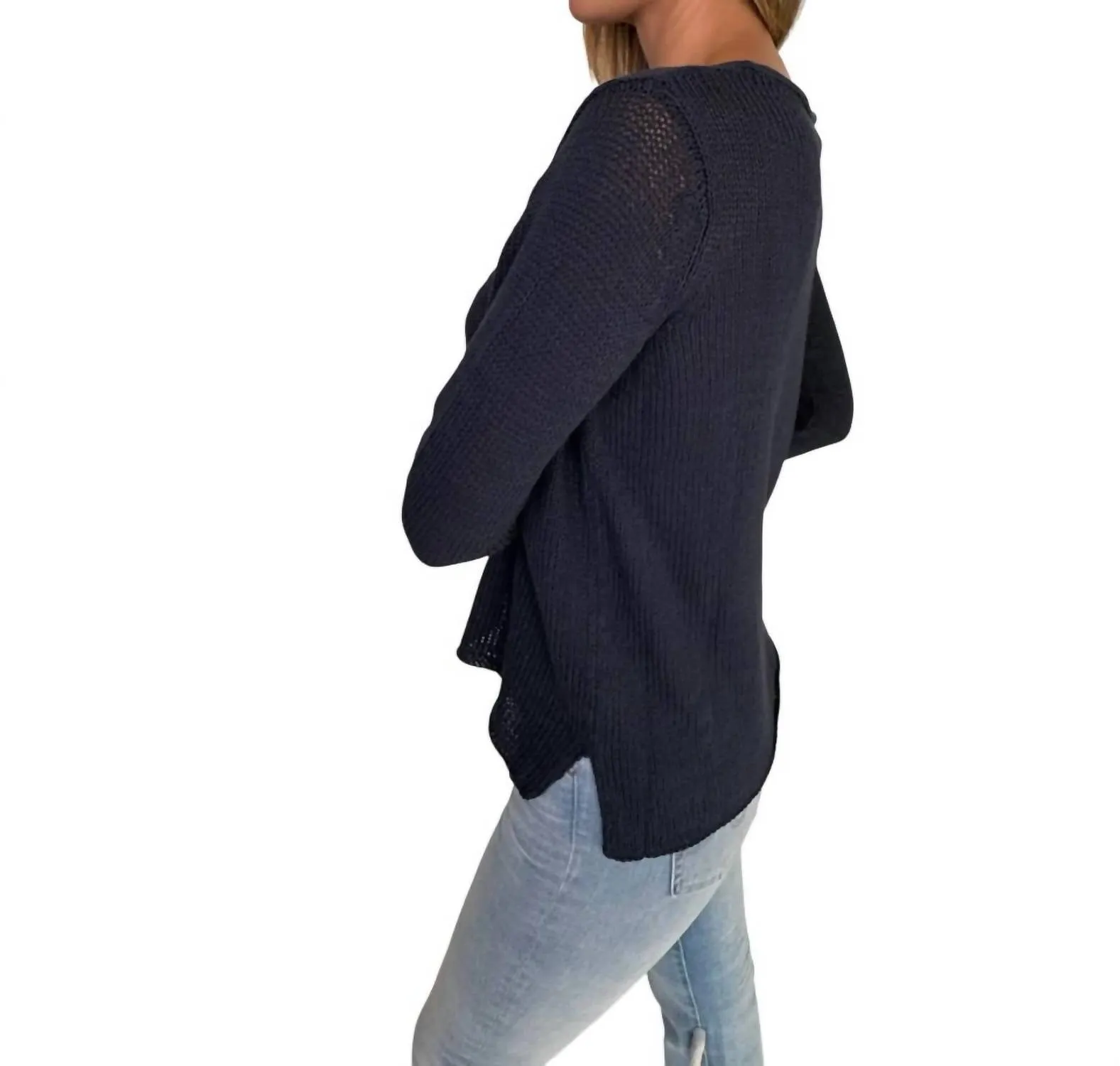 East Coast Sweater In Darkest Indigo/white