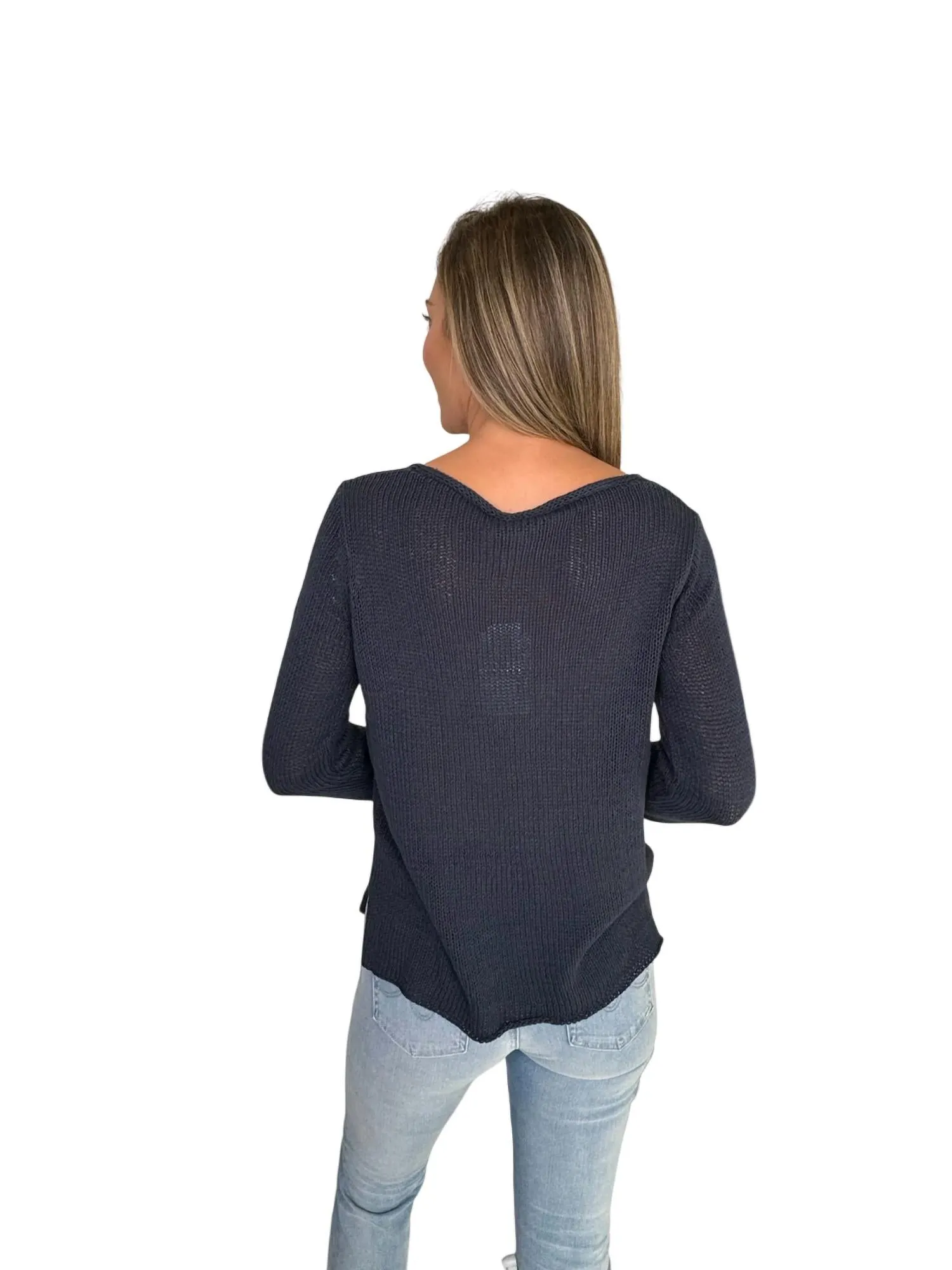 East Coast Sweater In Darkest Indigo/white