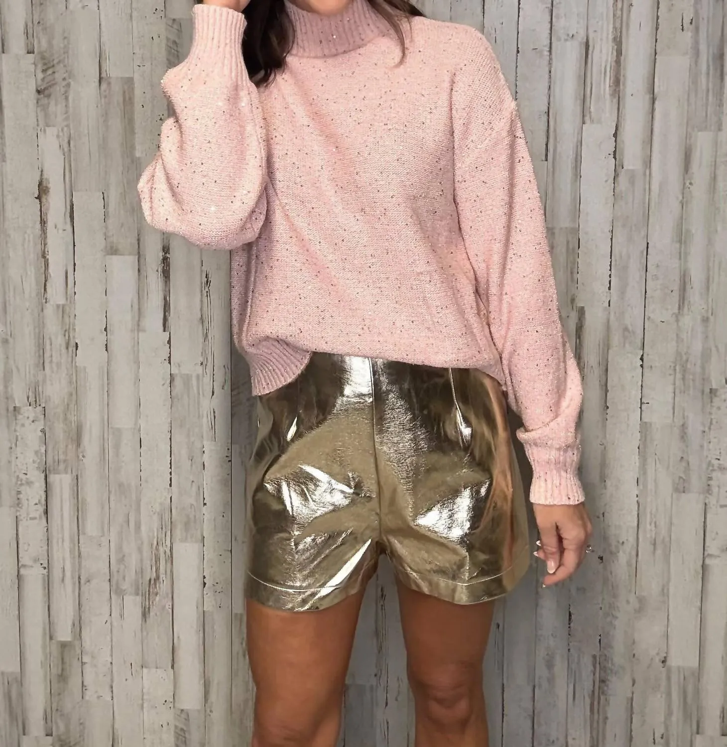 Eastport Sequin Sweater In Rose
