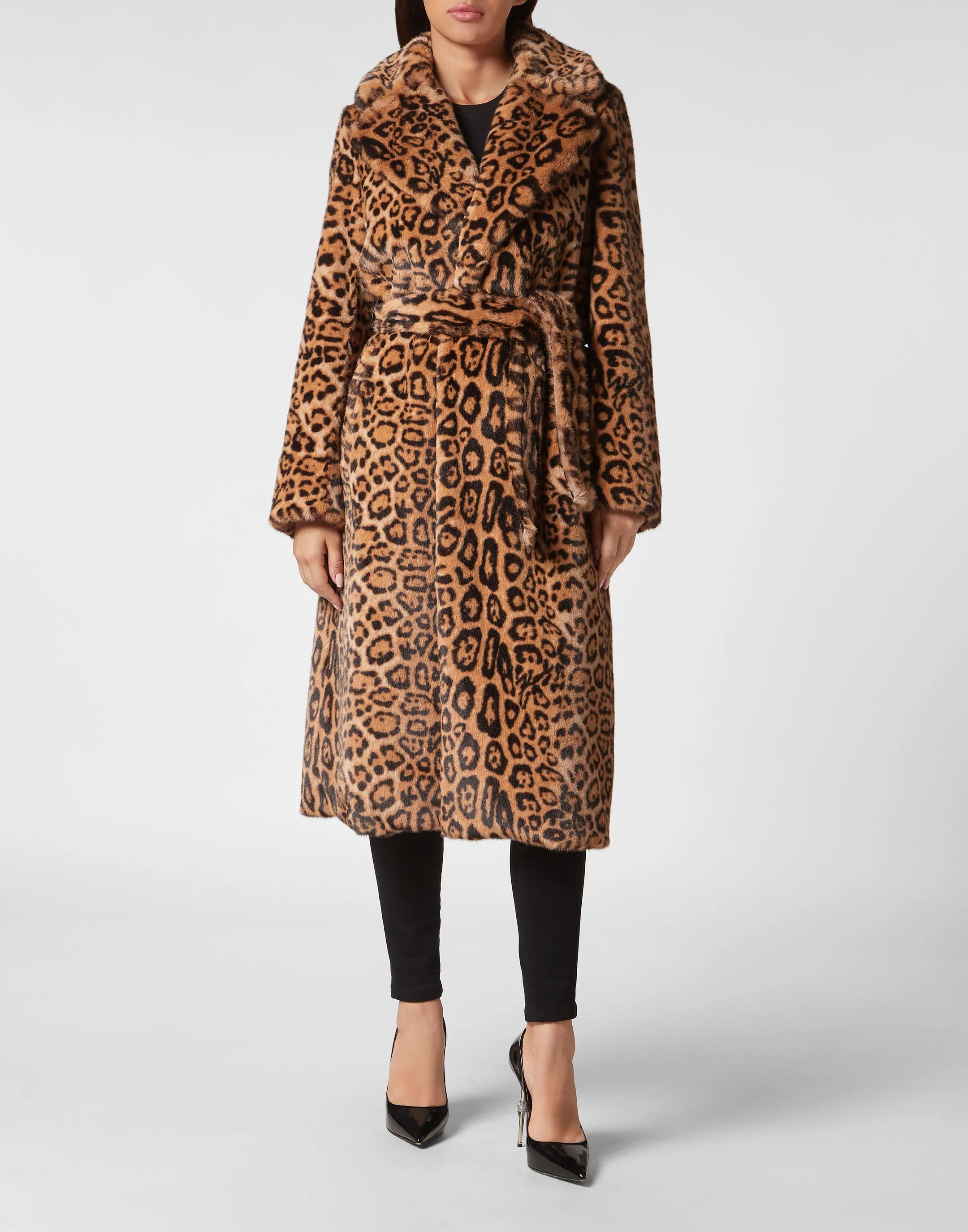 Eco Mink Coat Long Leopard