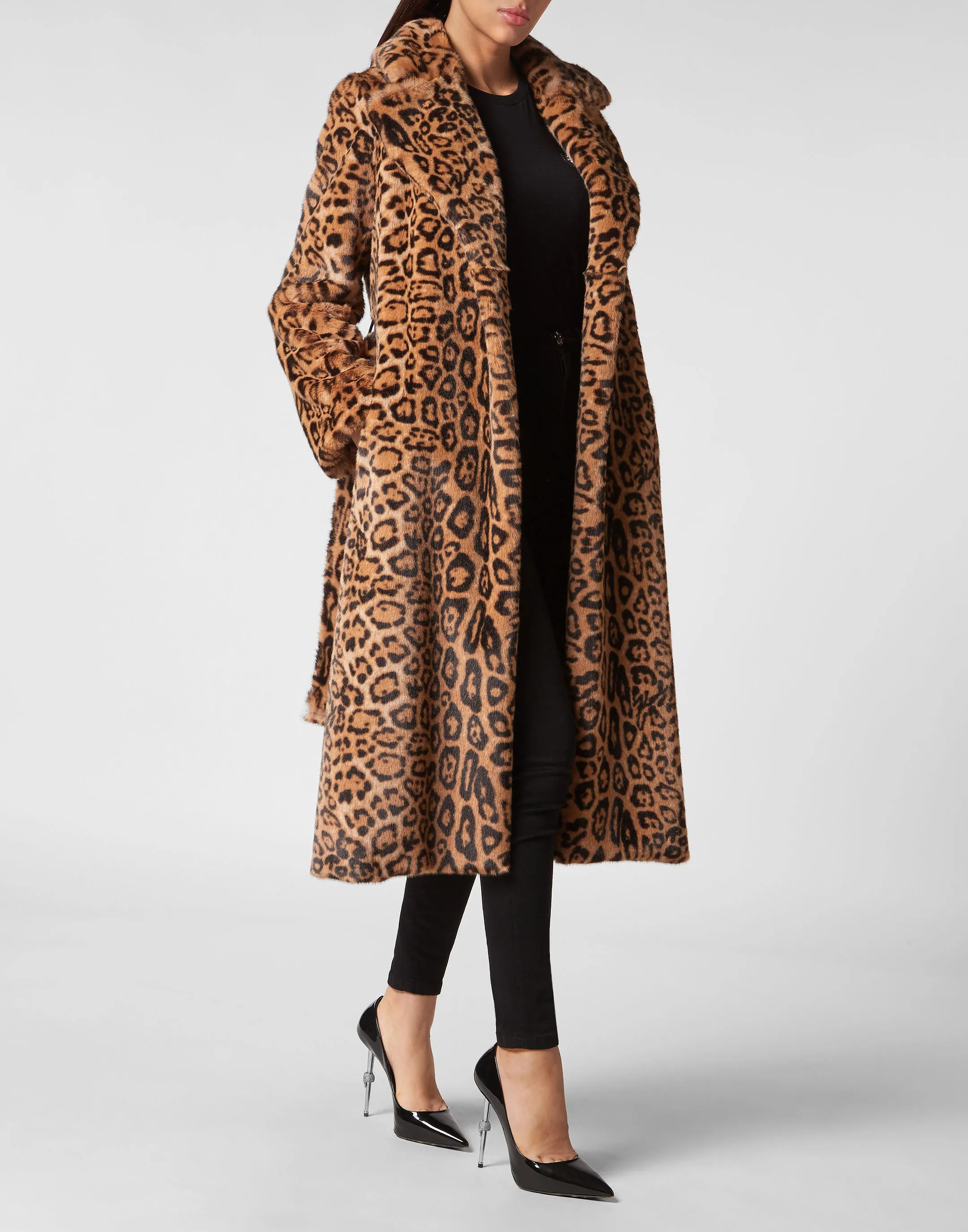 Eco Mink Coat Long Leopard
