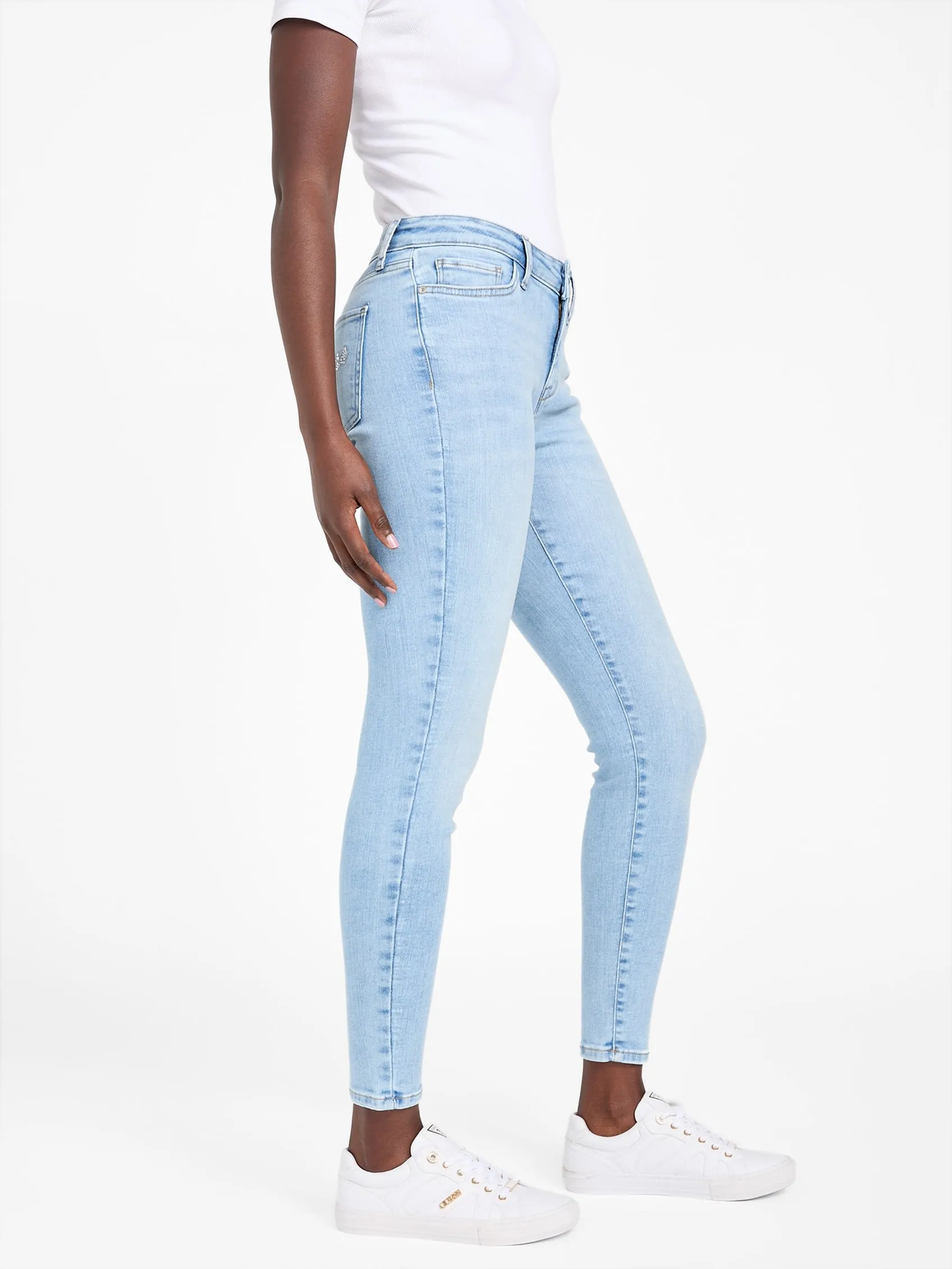 Eco Serena Mid-Rise Bling Pocket Skinny Jeans