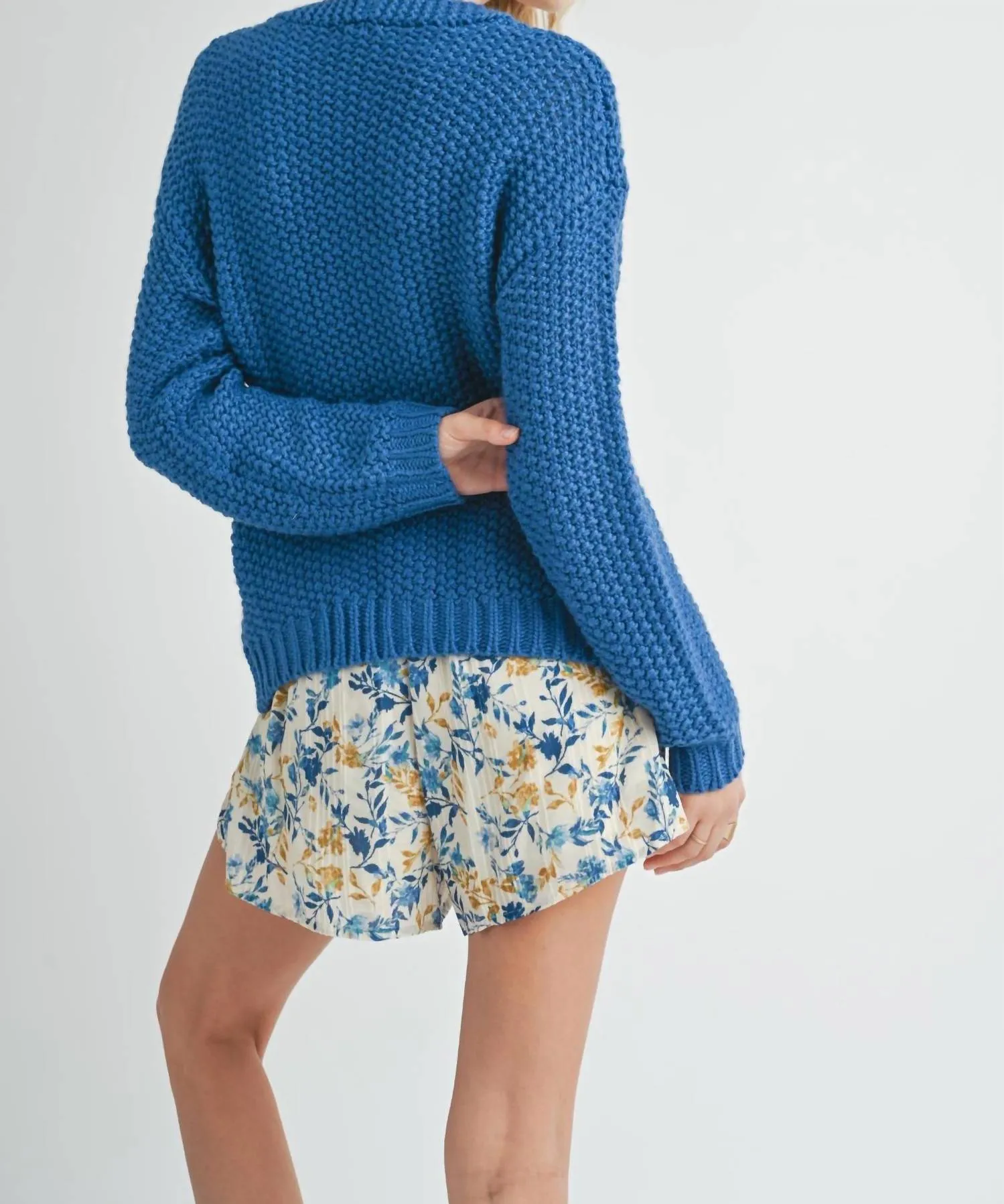 Eleanor Button Down Cardigan In Electric Blue