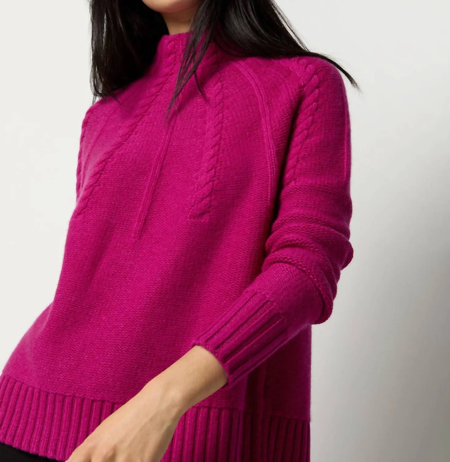 Elsey Funnel Neck Sweater In Magenta