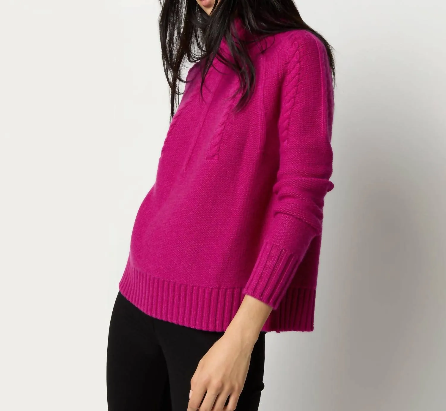 Elsey Funnel Neck Sweater In Magenta