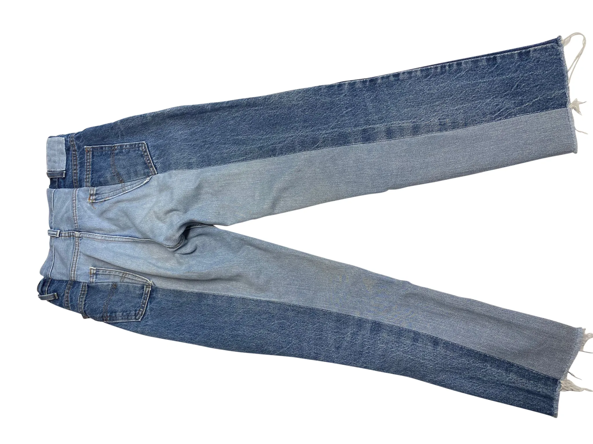 E.L.V. Contrast Straight Leg Jeans in Blue Denim