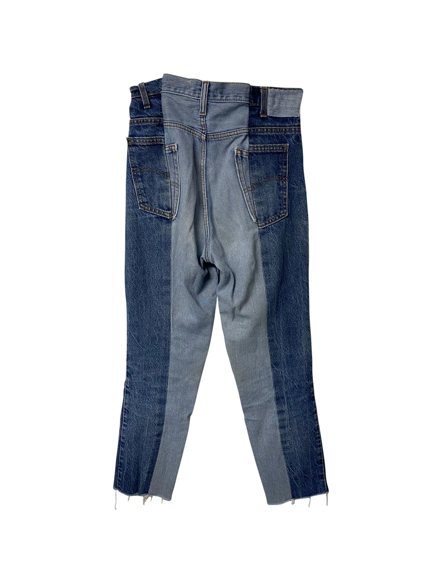 E.L.V. Contrast Straight Leg Jeans in Blue Denim