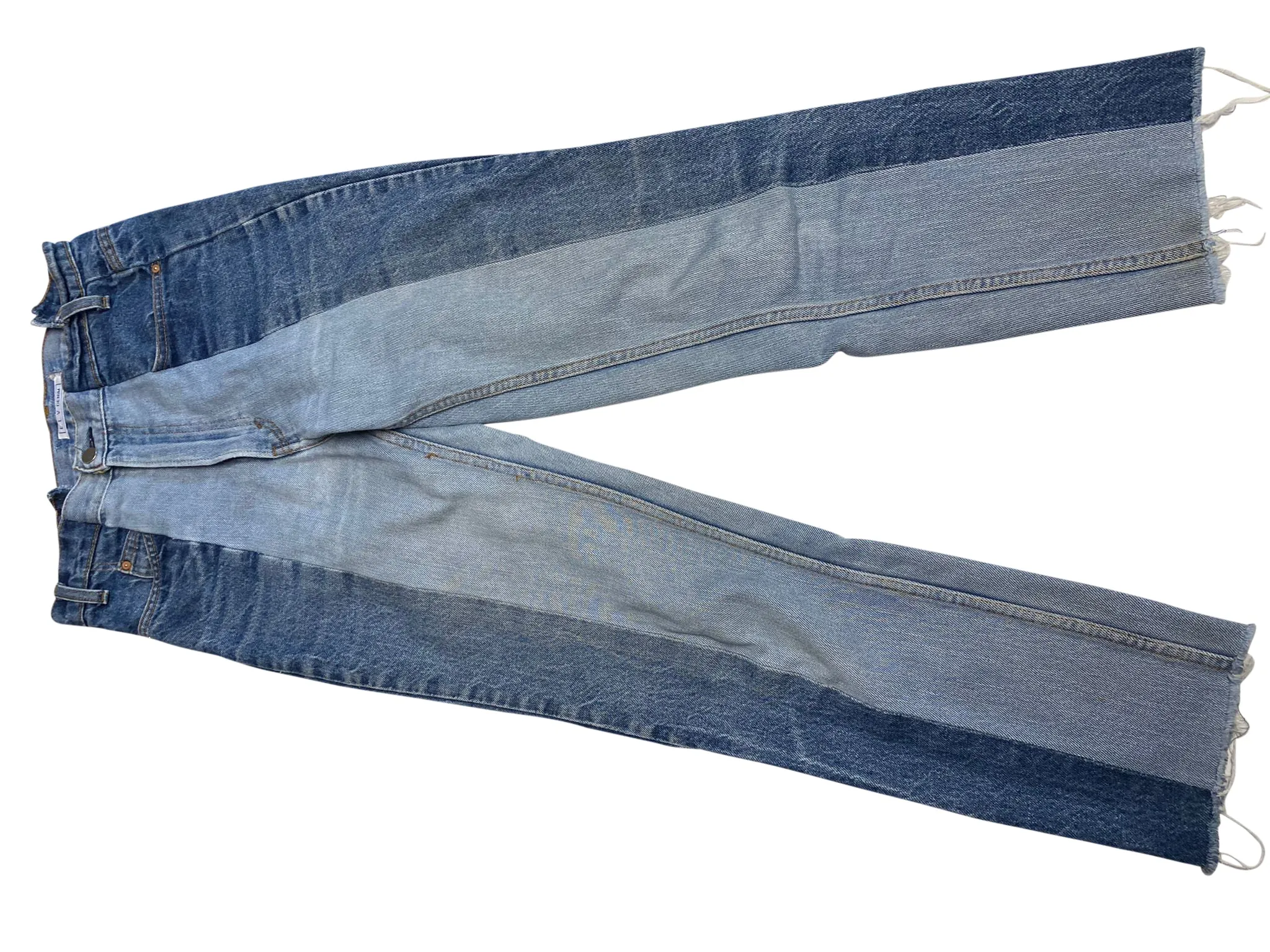 E.L.V. Contrast Straight Leg Jeans in Blue Denim