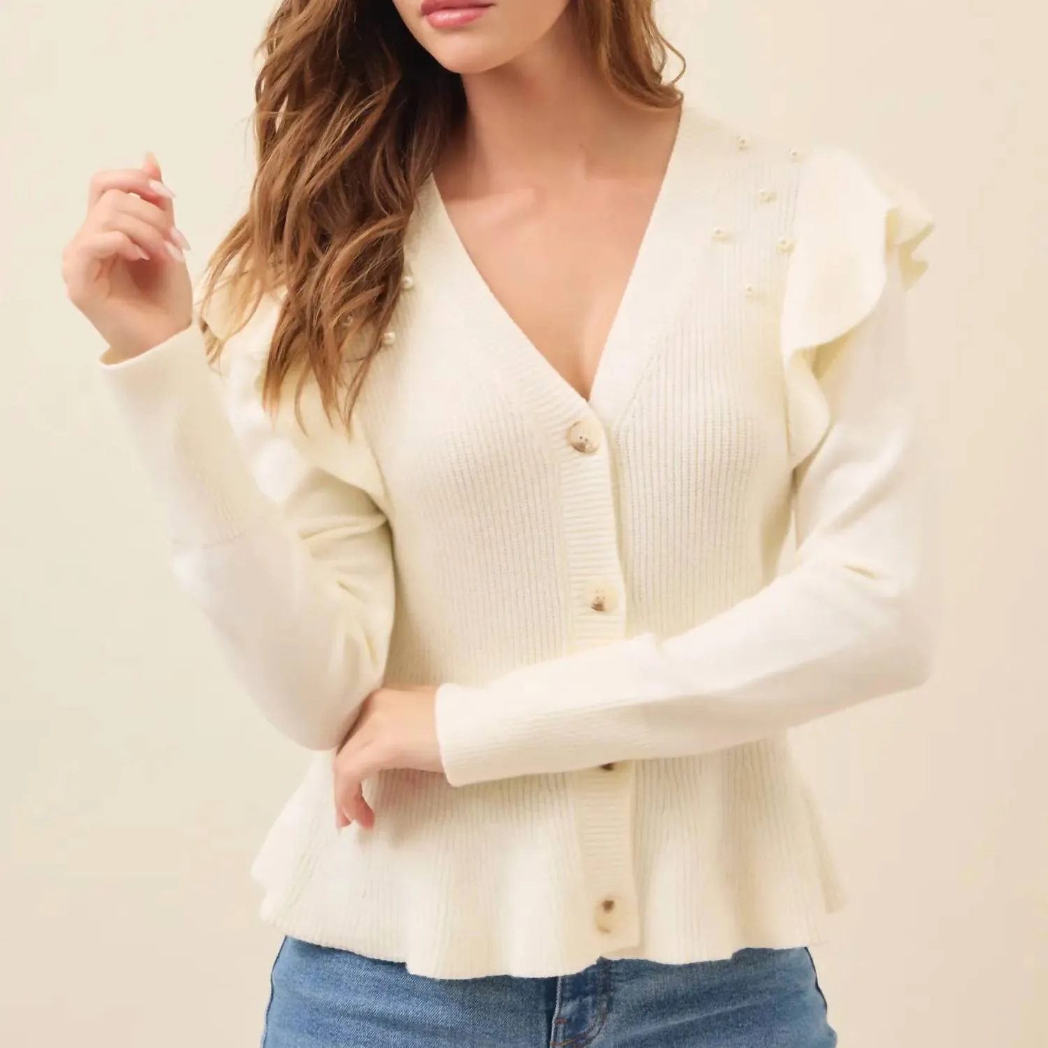 Embellished Cardigan In White
