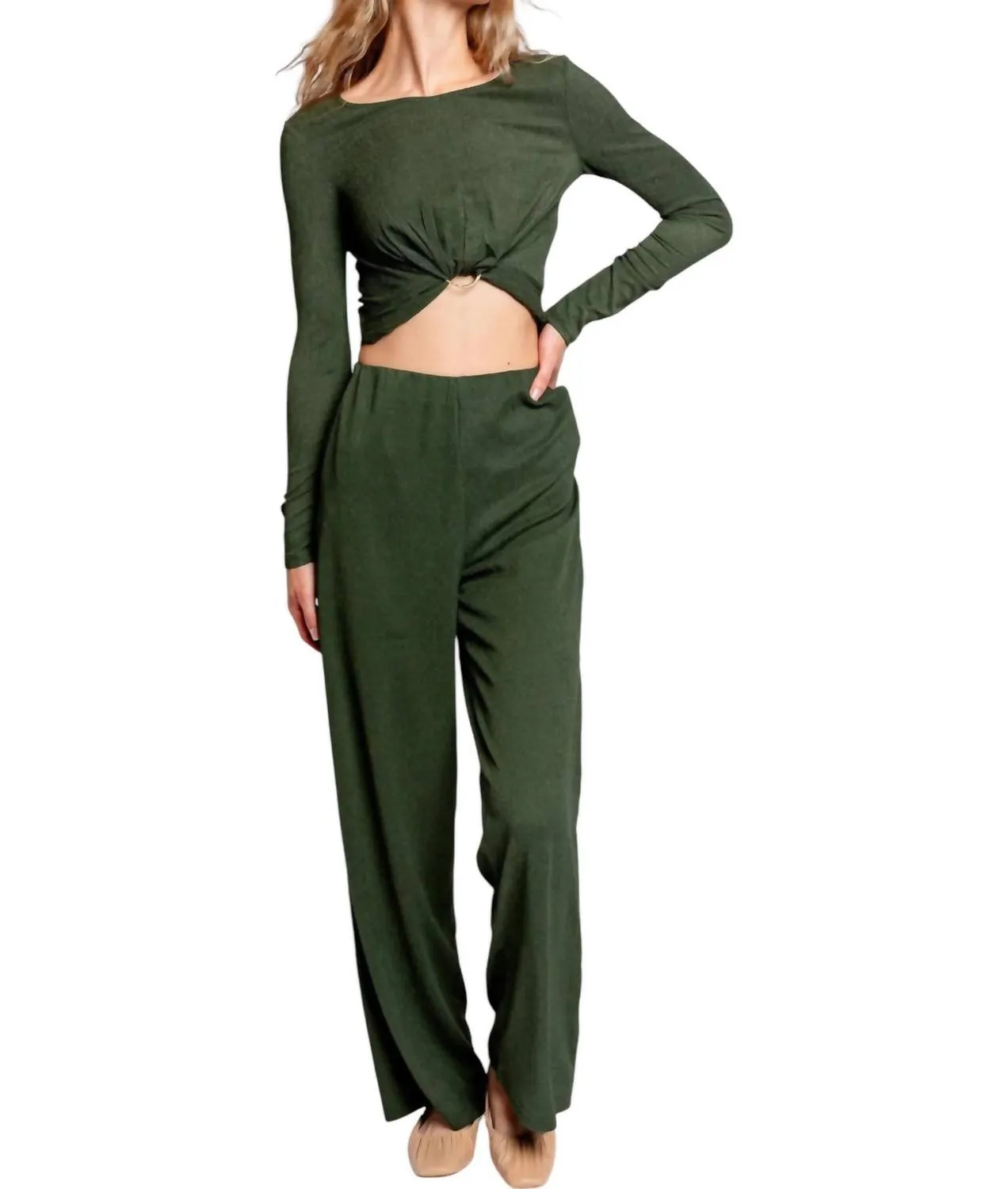 Emmerson Wide Leg Pants In Green
