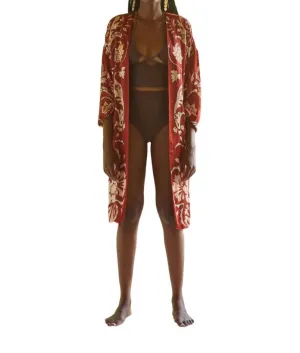 Eros Coat In Scroll Red