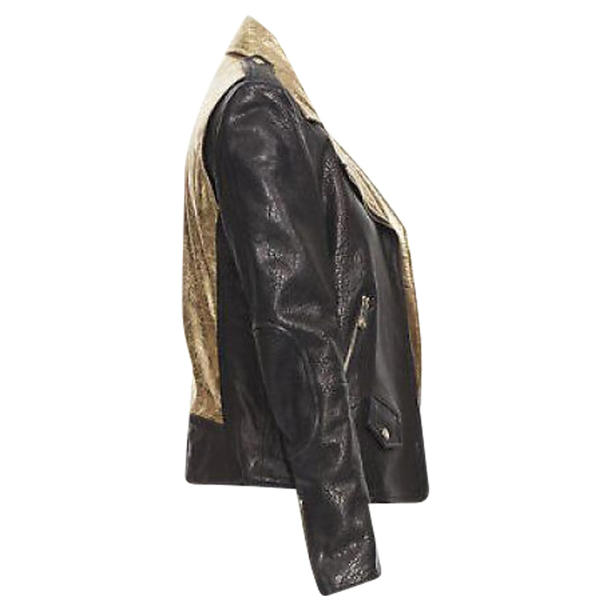 Faith Connexion pebble leather metallic back moto biker jacket