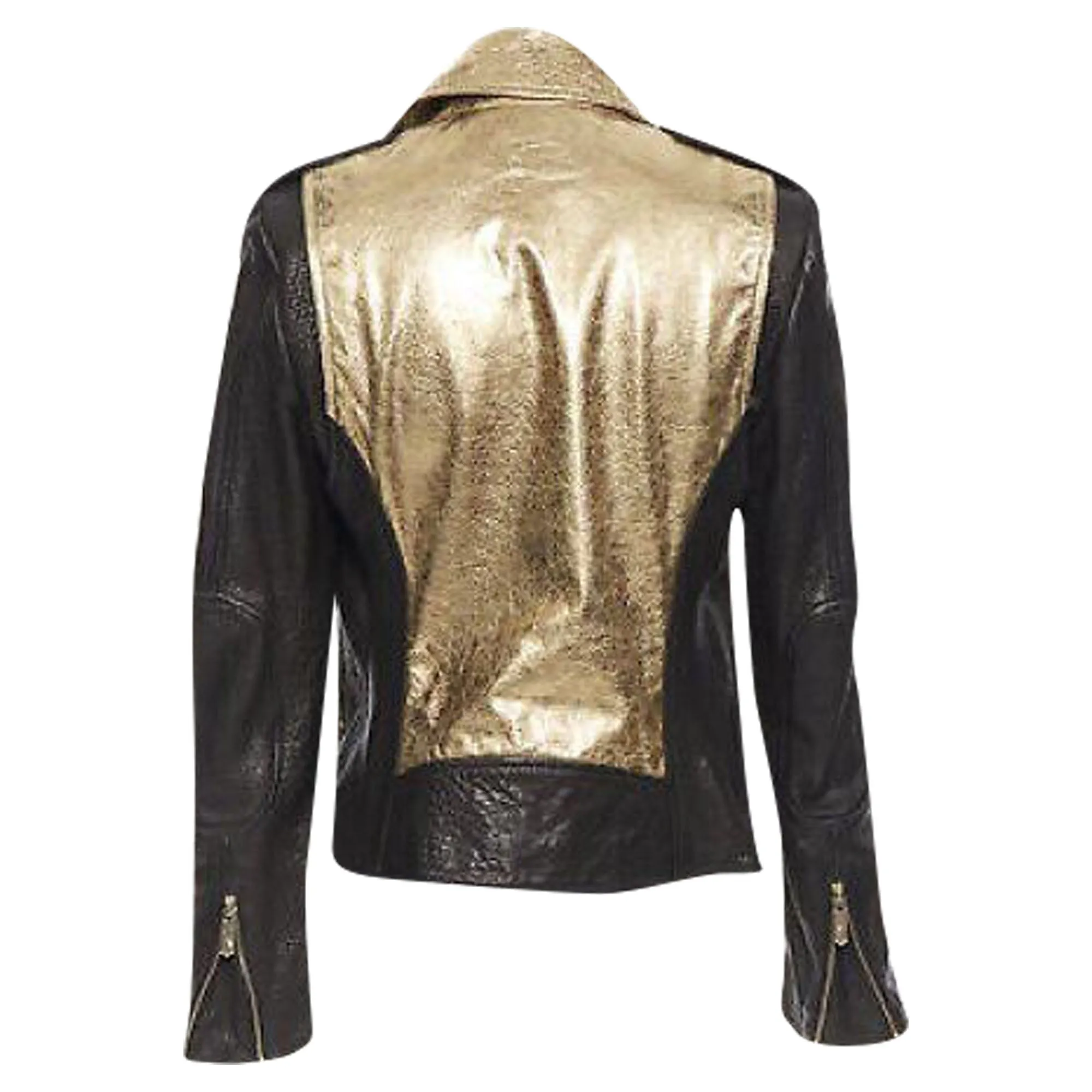 Faith Connexion pebble leather metallic back moto biker jacket