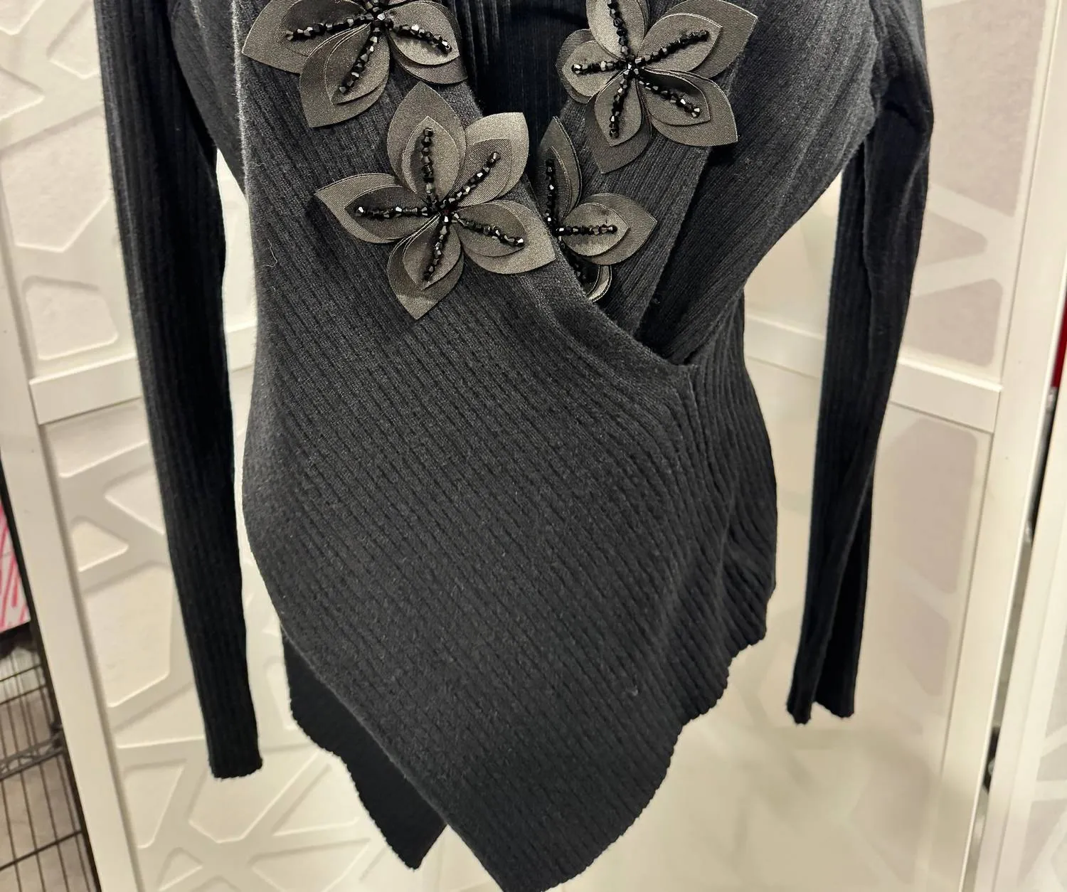 Fancy Wrap Sweater In Black