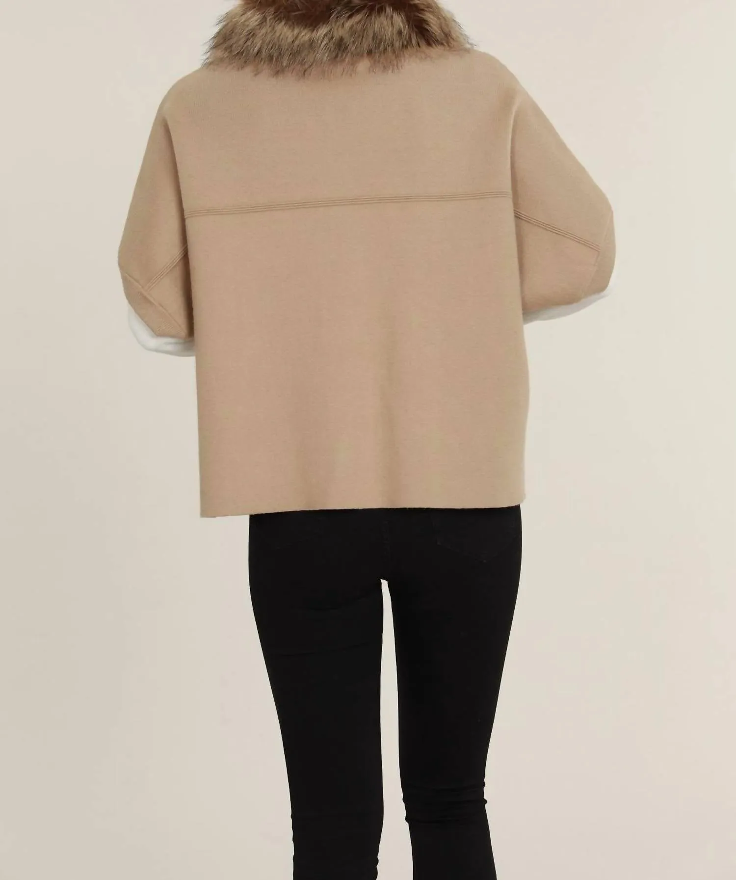Faux Fur Cardigan In Camel
