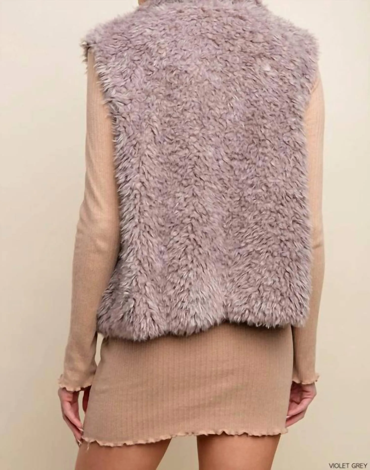 Faux Fur Vest - Violet Grey