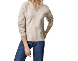 Felted Easy V-Neck Sweater In Birch