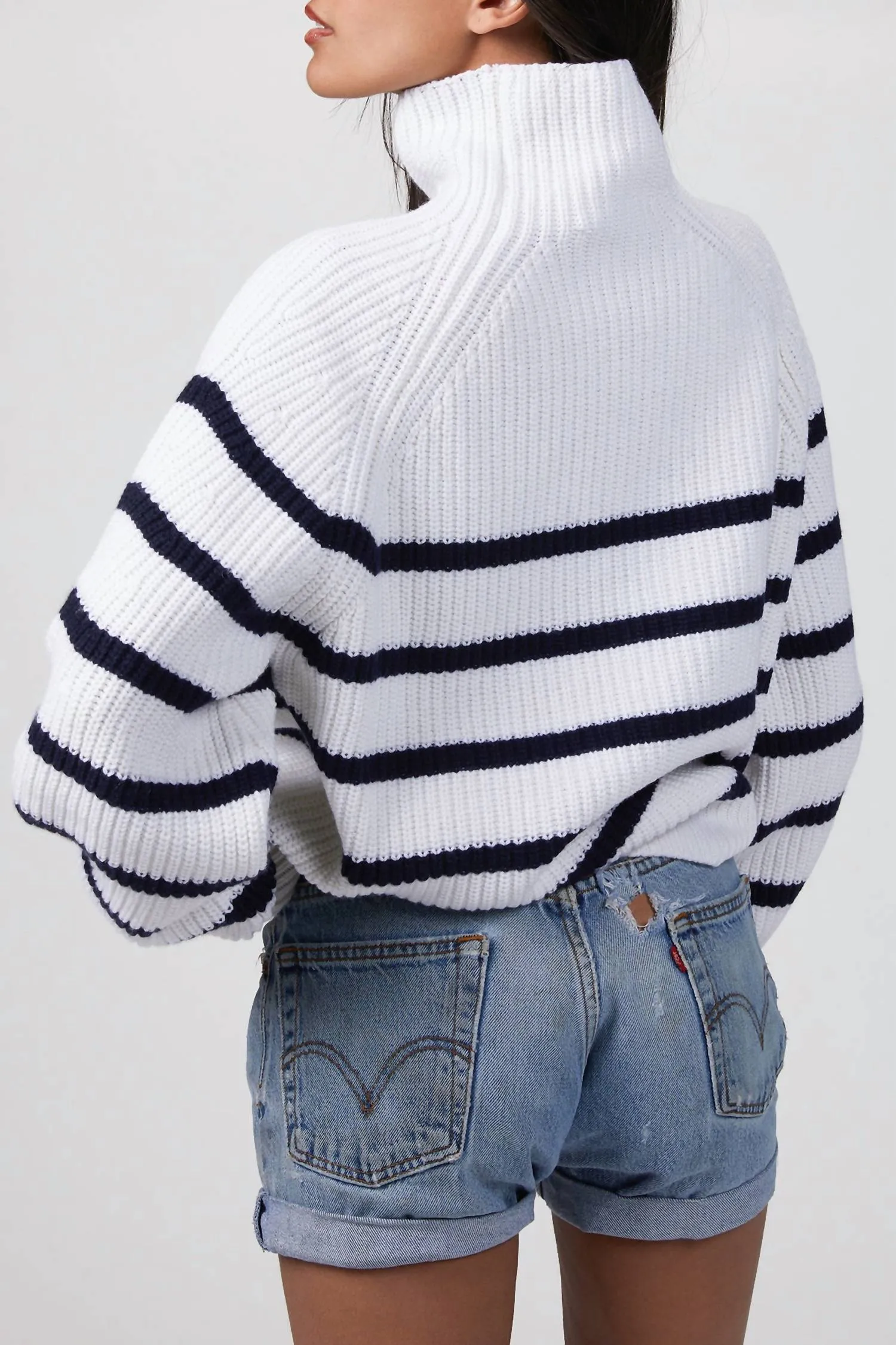 Fiona Striped Sweater In White/navy
