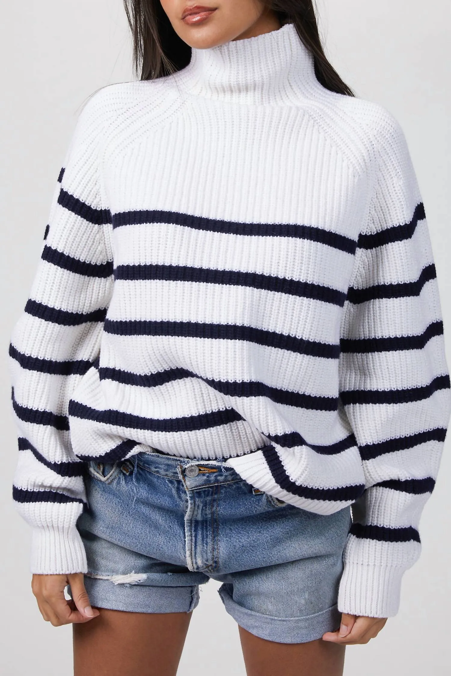 Fiona Striped Sweater In White/navy