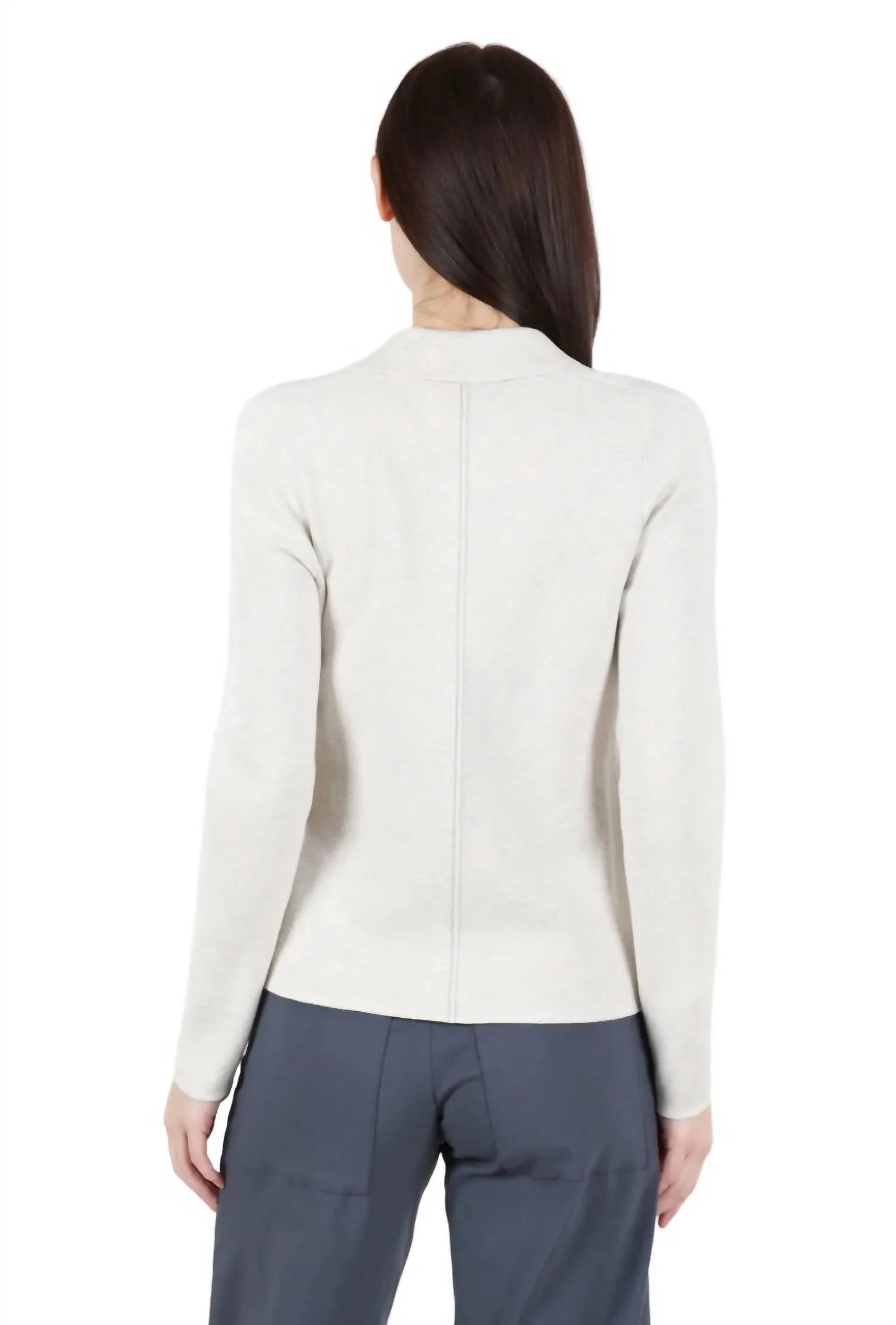 Fitted Notch Collar Cardigan In Champagne