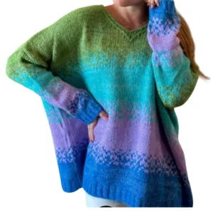 Franca Stripe Sweater In Green Multi
