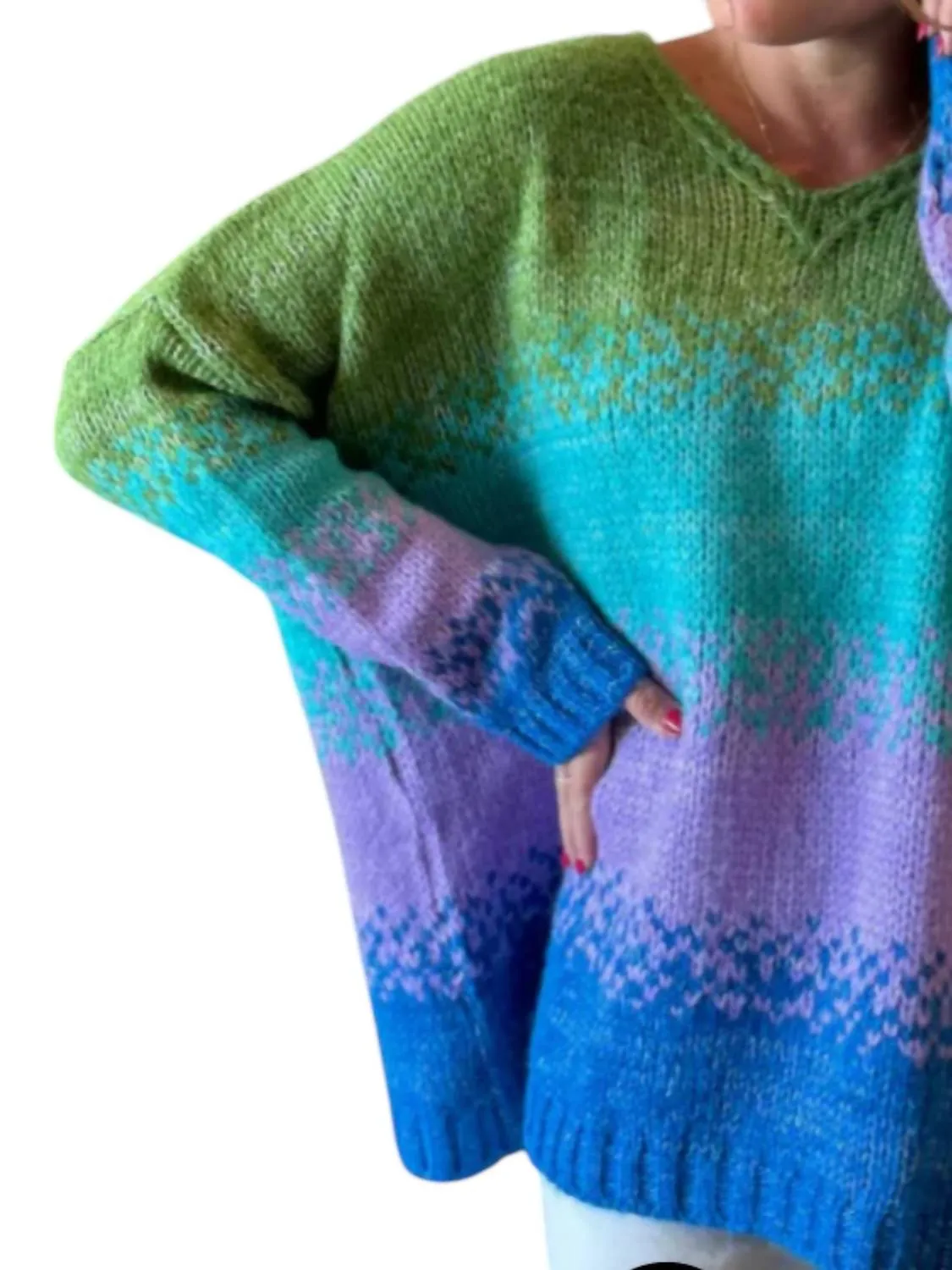 Franca Stripe Sweater In Green Multi