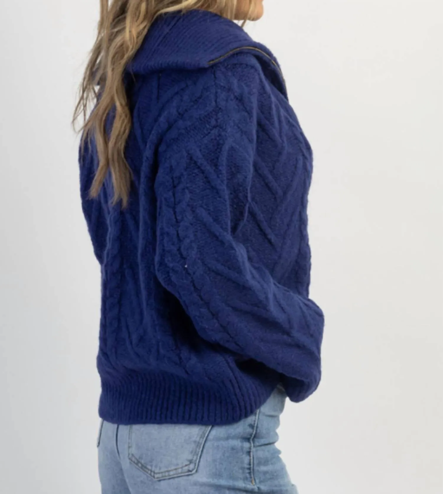 Franco Half Zip Sweater In Cobalt Blue