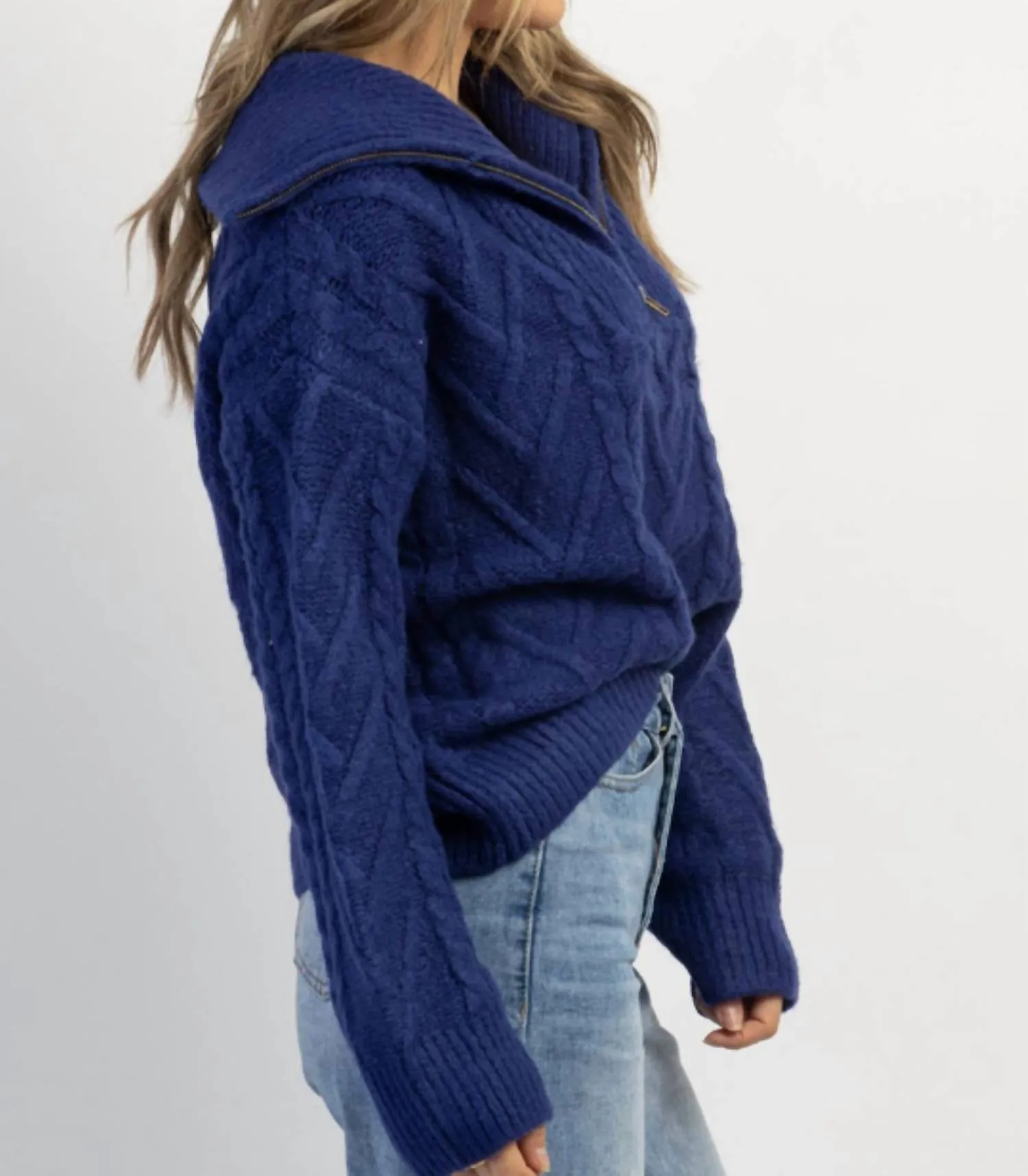 Franco Half Zip Sweater In Cobalt Blue