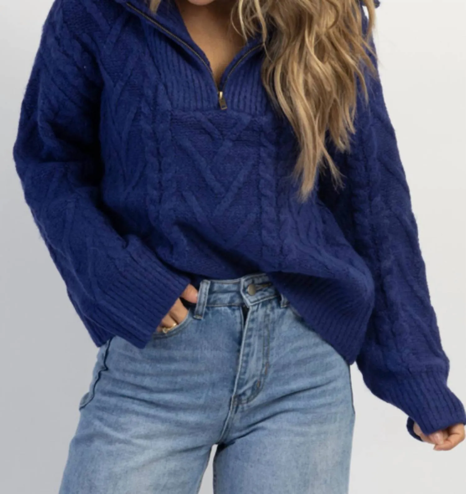 Franco Half Zip Sweater In Cobalt Blue