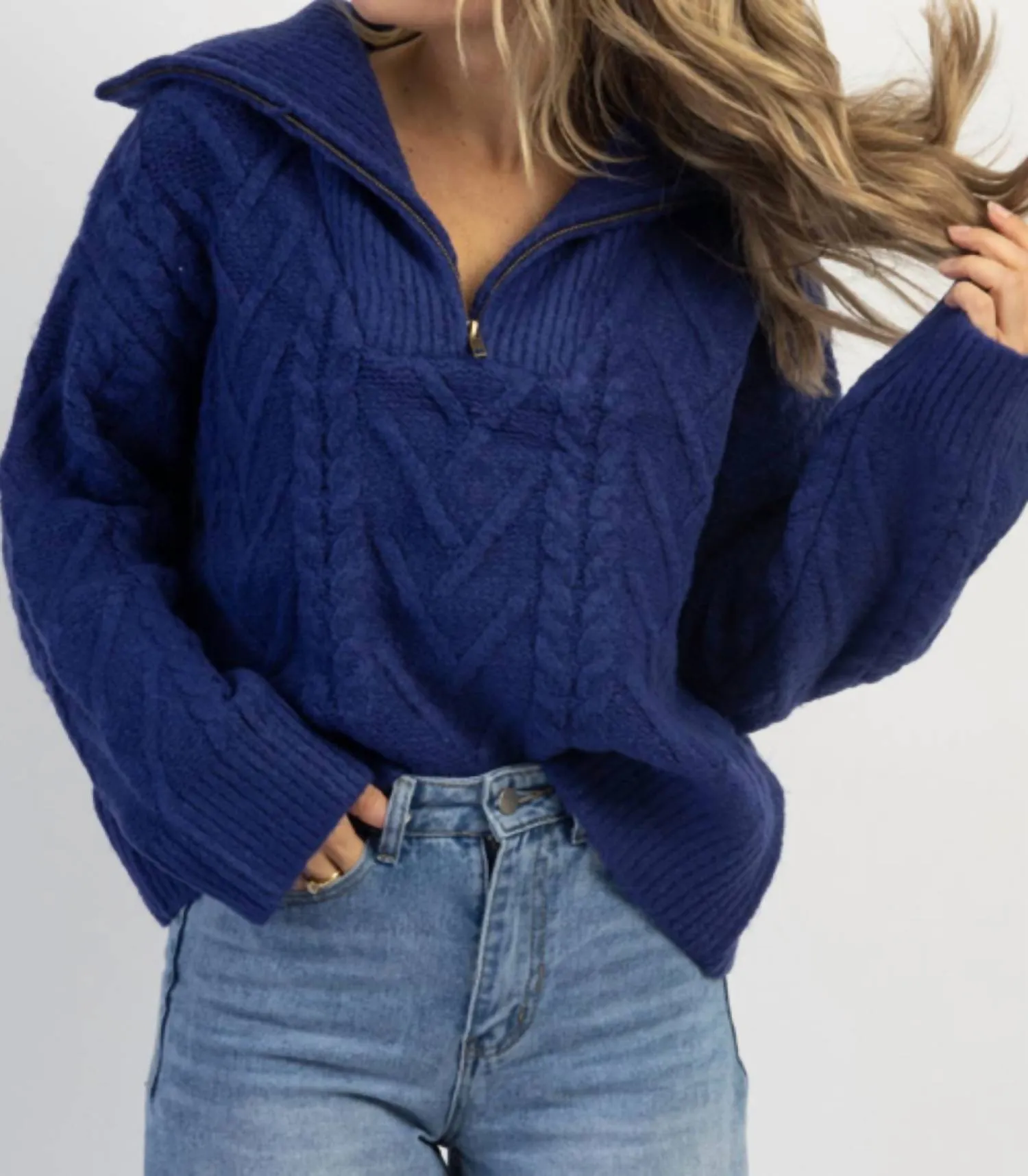 Franco Half Zip Sweater In Cobalt Blue