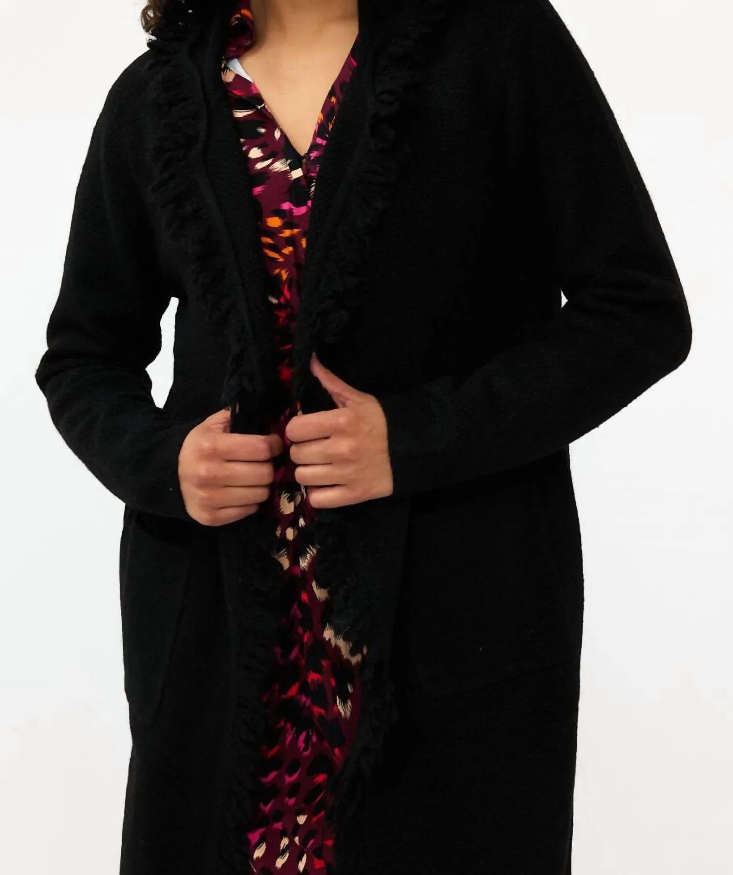 Fringe Cardigan In Black