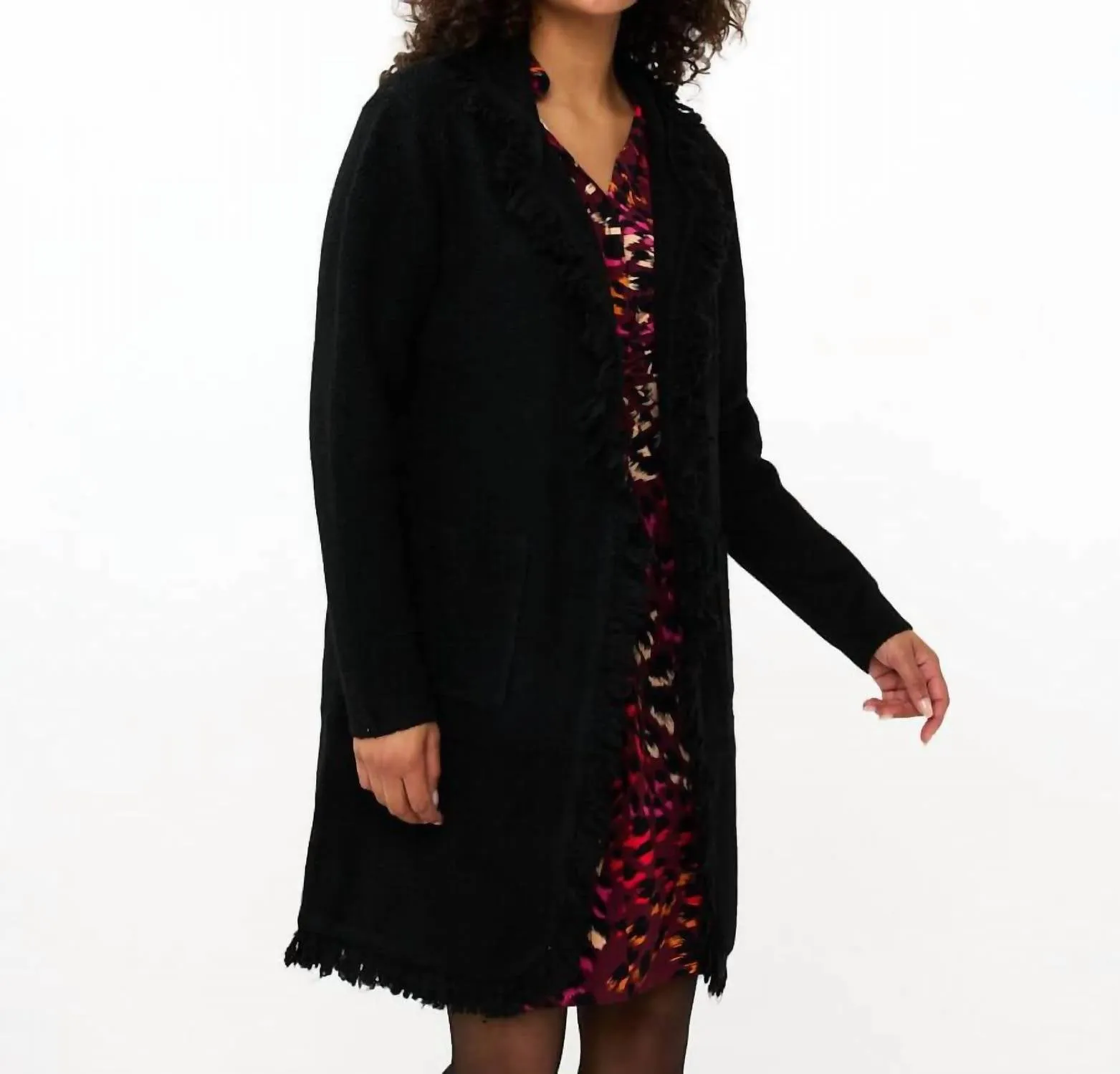 Fringe Cardigan In Black