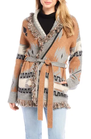 Fringe Cardigan Sweater In Multicolor