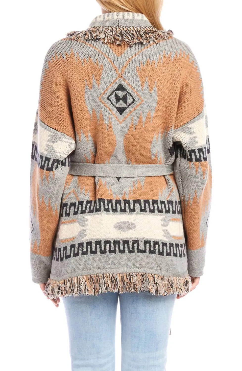Fringe Cardigan Sweater In Multicolor