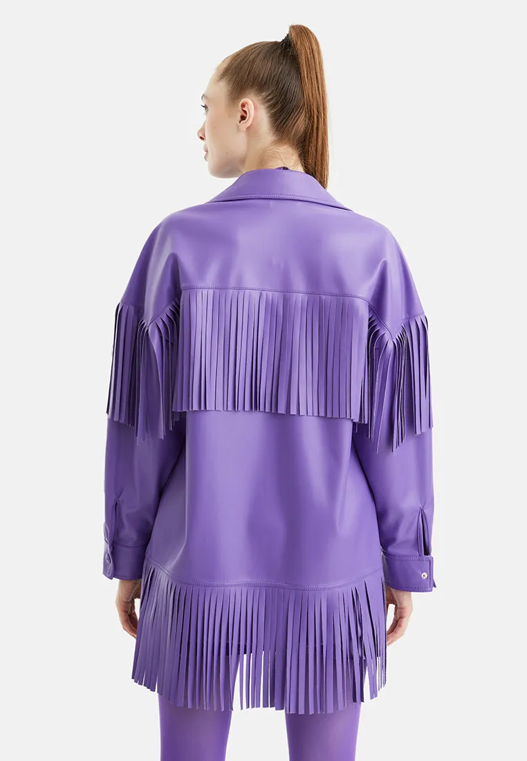 Fringe Faux Suede Jacket