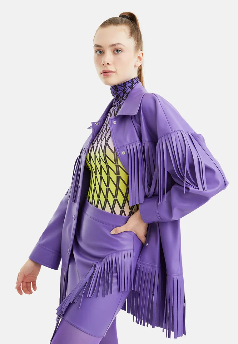 Fringe Faux Suede Jacket