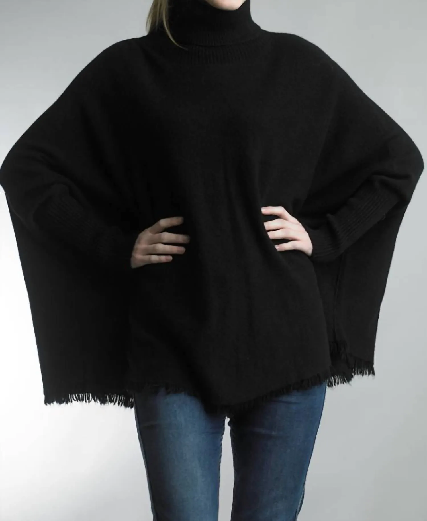 Fringe Hem Sweater In Black