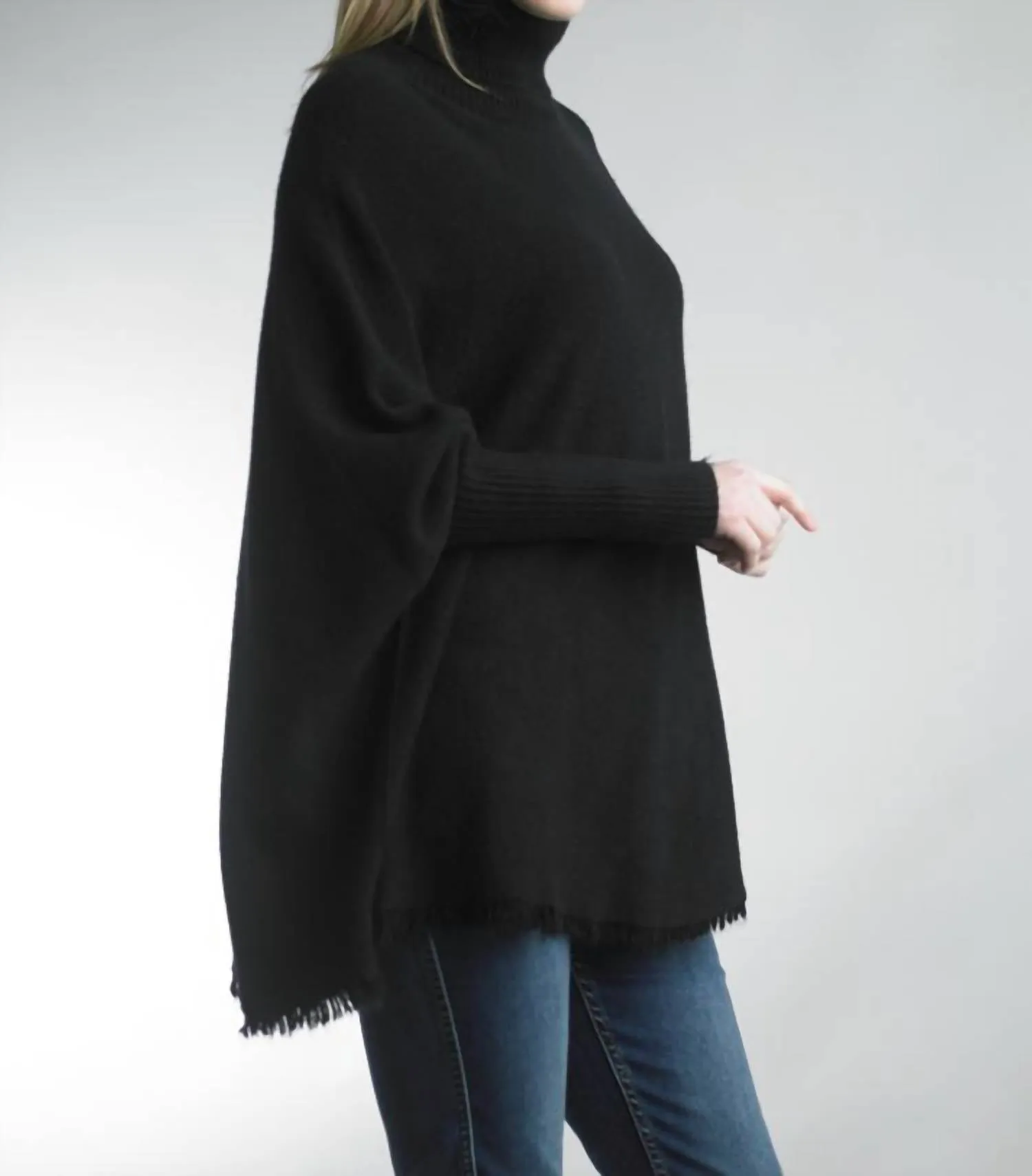 Fringe Hem Sweater In Black