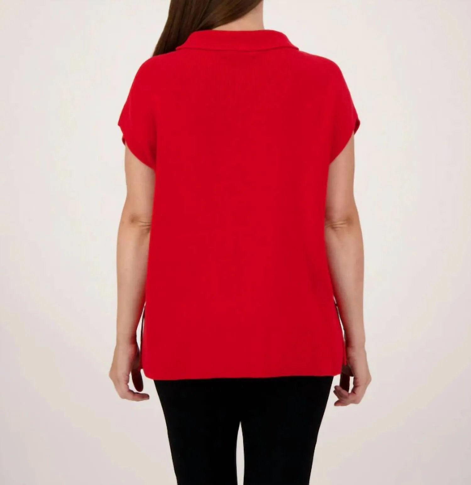 Fringe Mock Turtleneck Sweater In Red