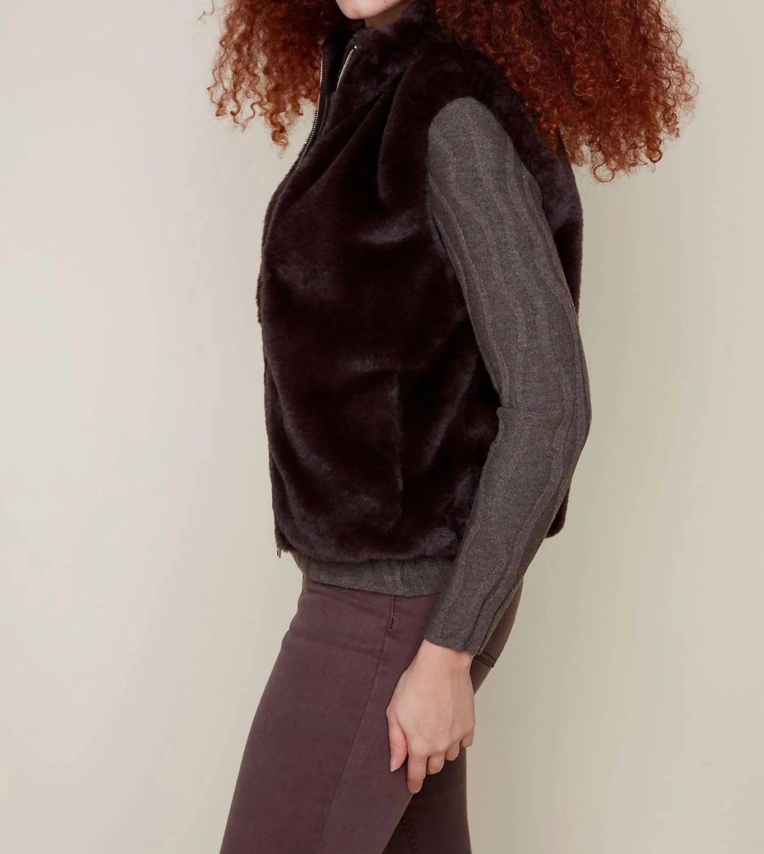 Fur Vest In Chocolate