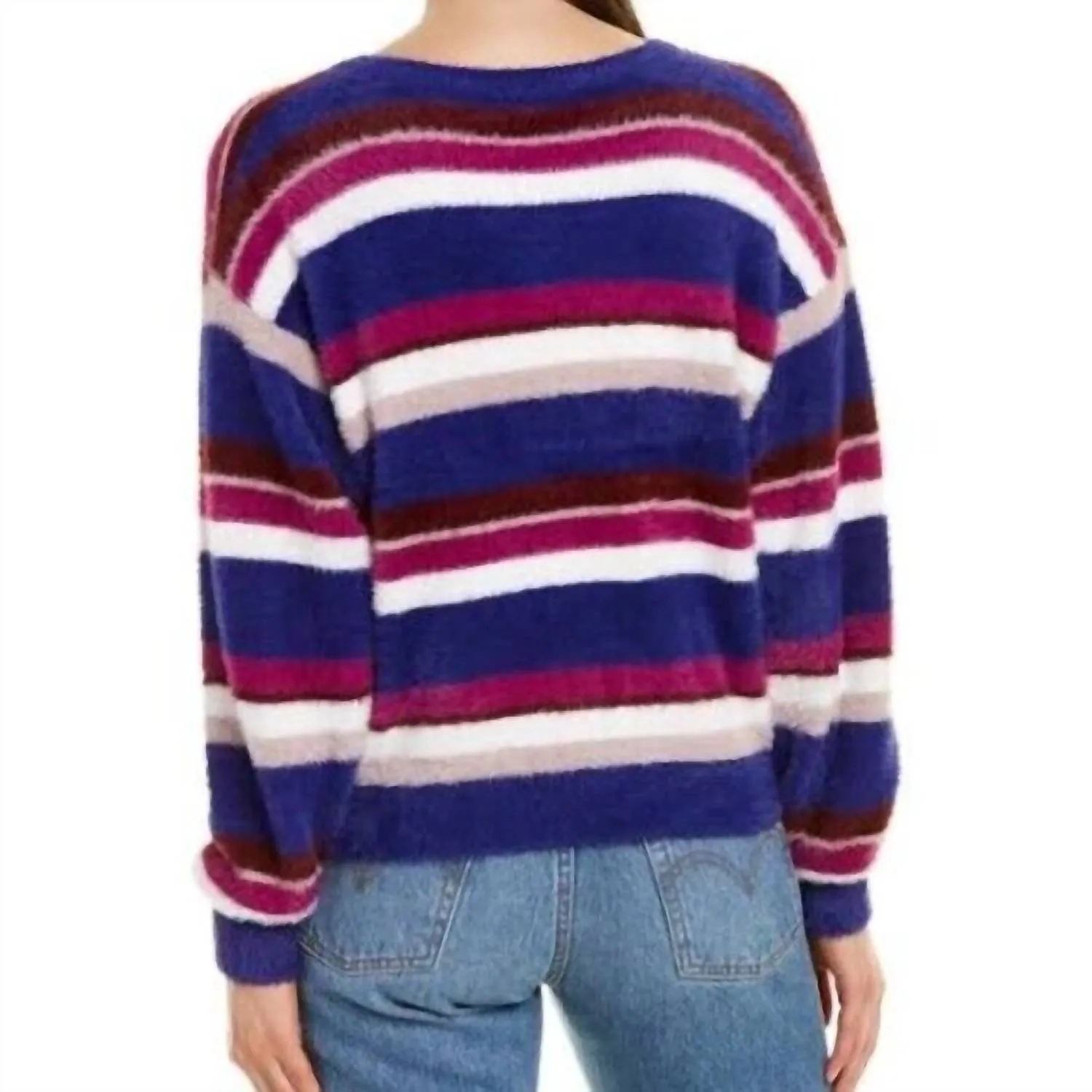 Fuzzy Dolman Sleeve Eyelash Sweater In Multicolor