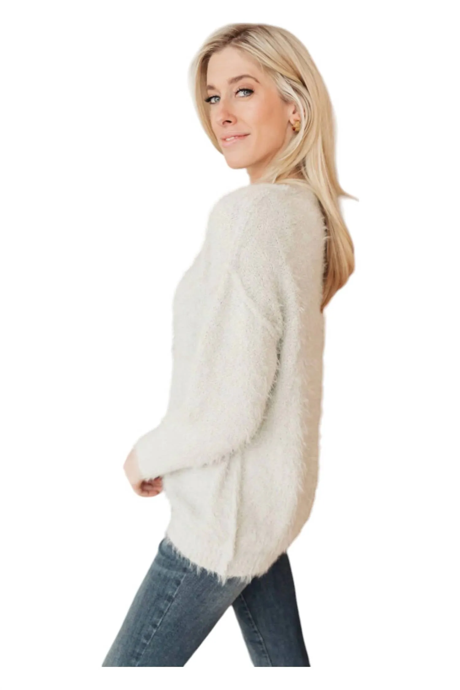 Fuzzy Wuzzy Sweater In Frosty Gray