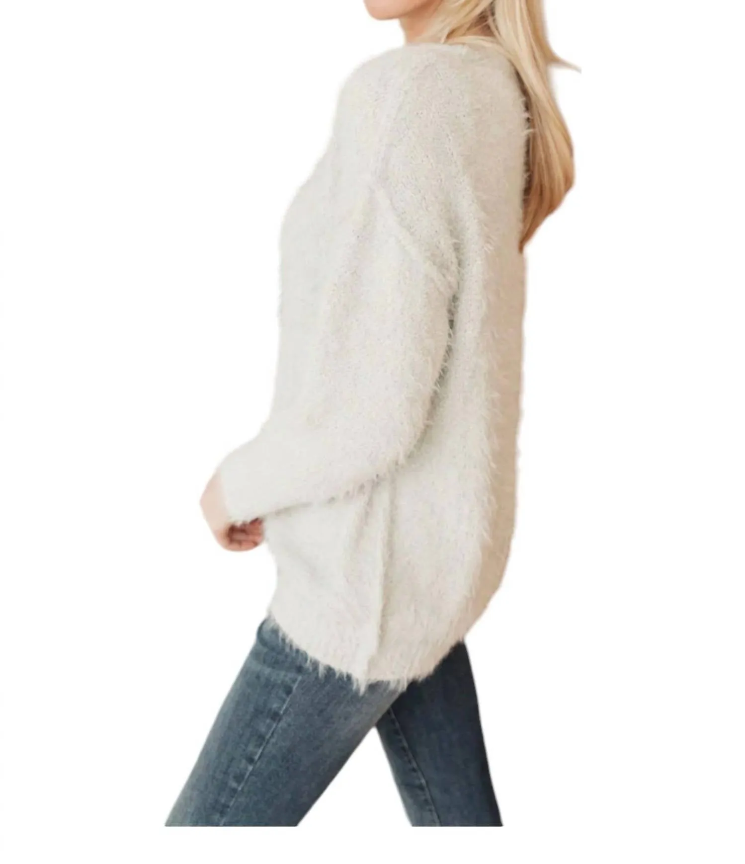 Fuzzy Wuzzy Sweater In Frosty Gray