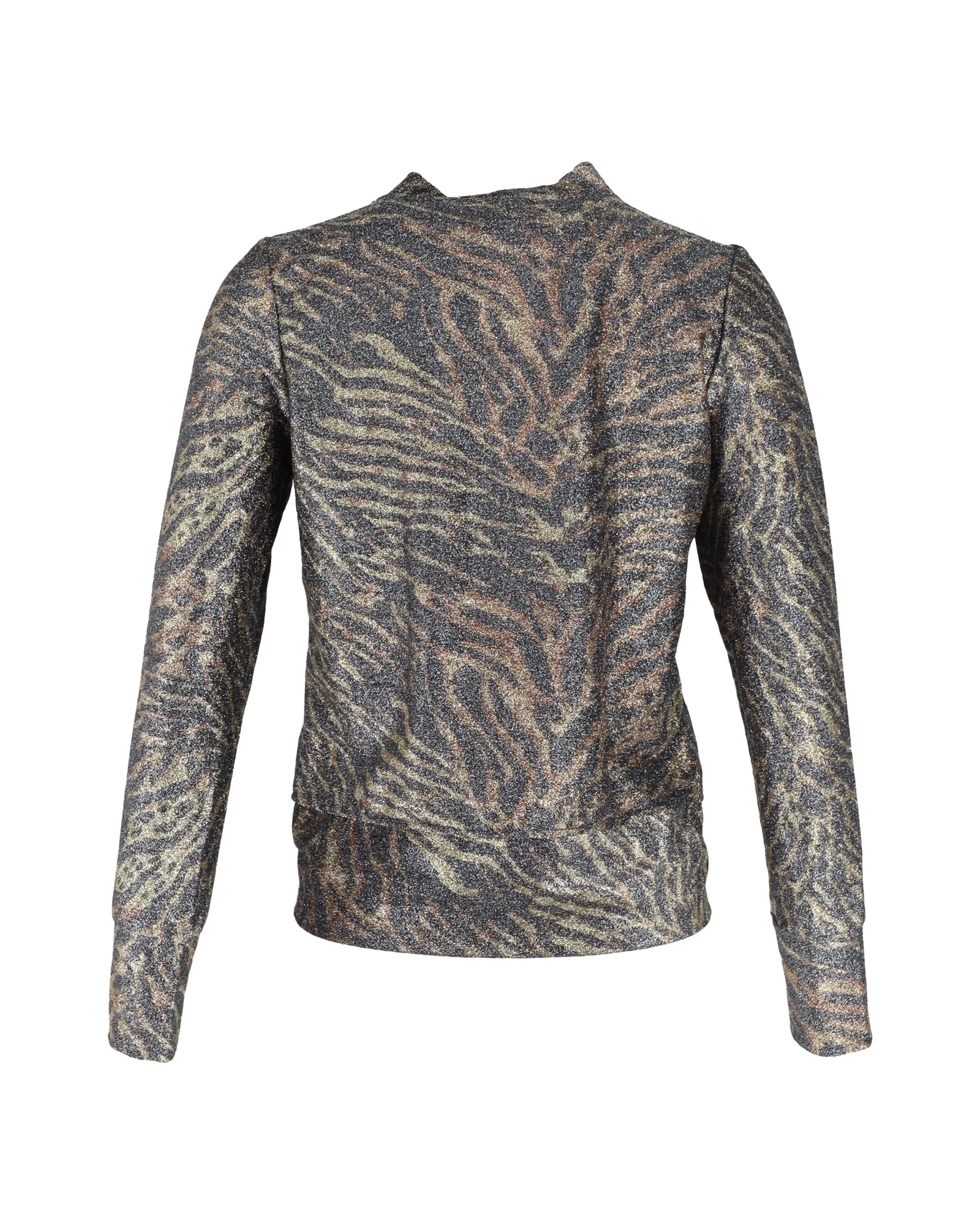Ganni Lurex Jersey Cardigan in Animal Print Polyester