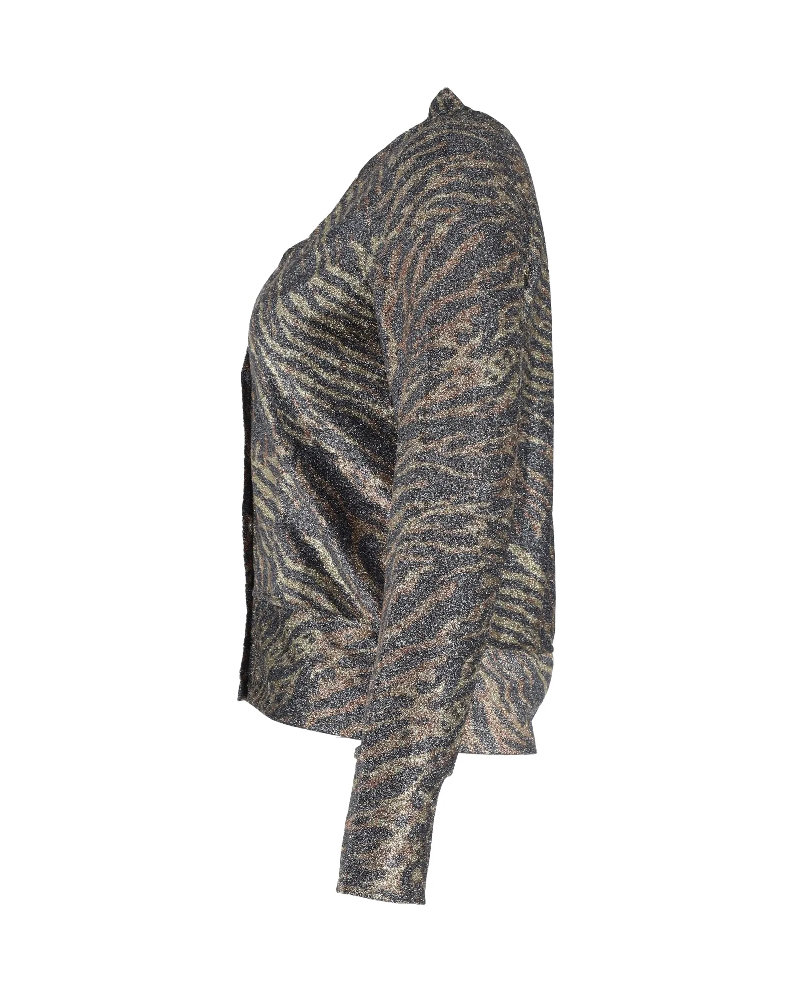 Ganni Lurex Jersey Cardigan in Animal Print Polyester
