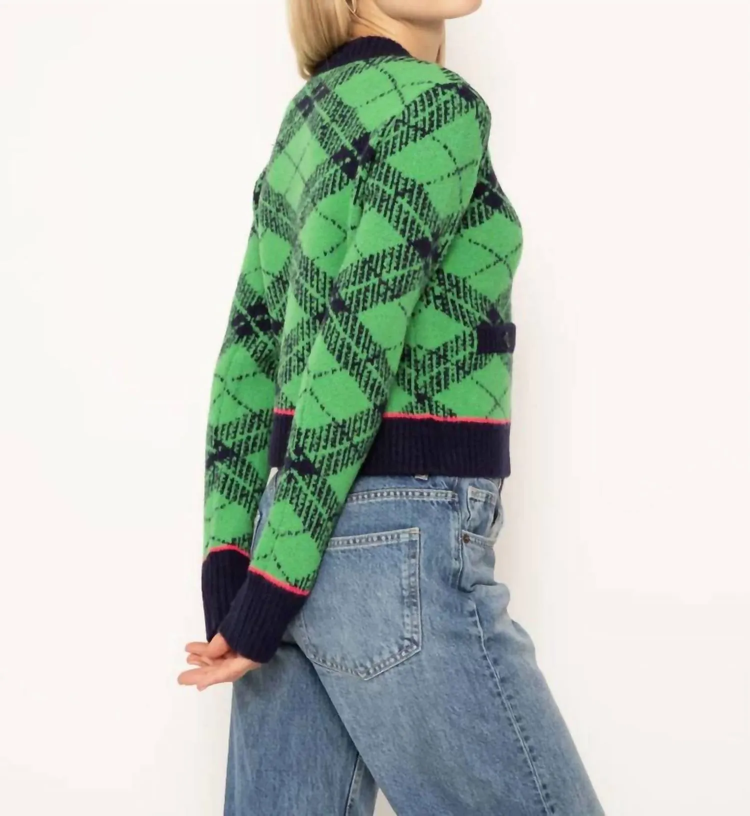 Goldie Plaid Cardigan In Green